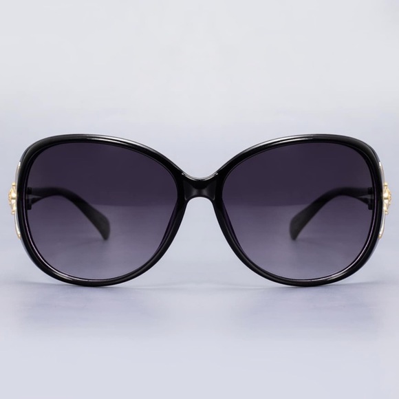 Black & Gold Oversized Sunglasses Polarized New with Case main image 6